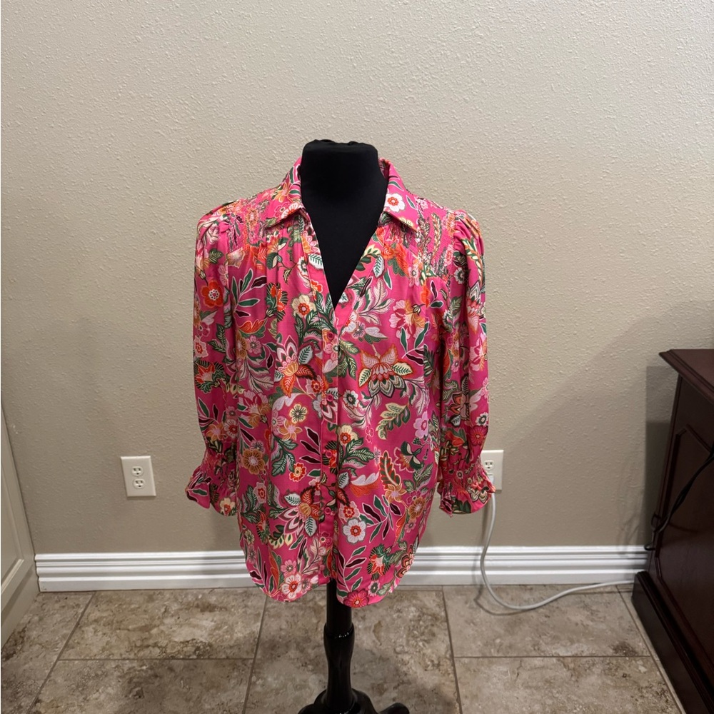 Fate long sleeve pink floral blouse